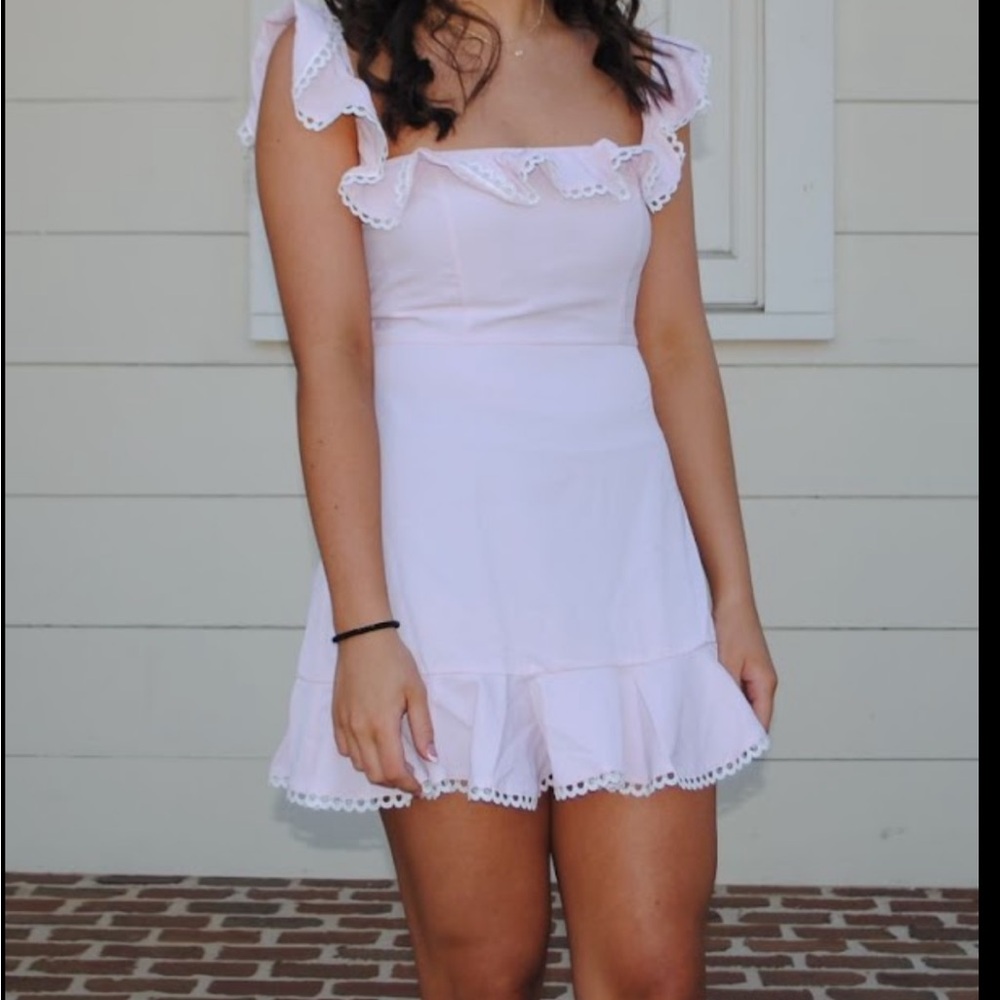 Lucy in the Sky Light Pink Ruffle Mini Dress